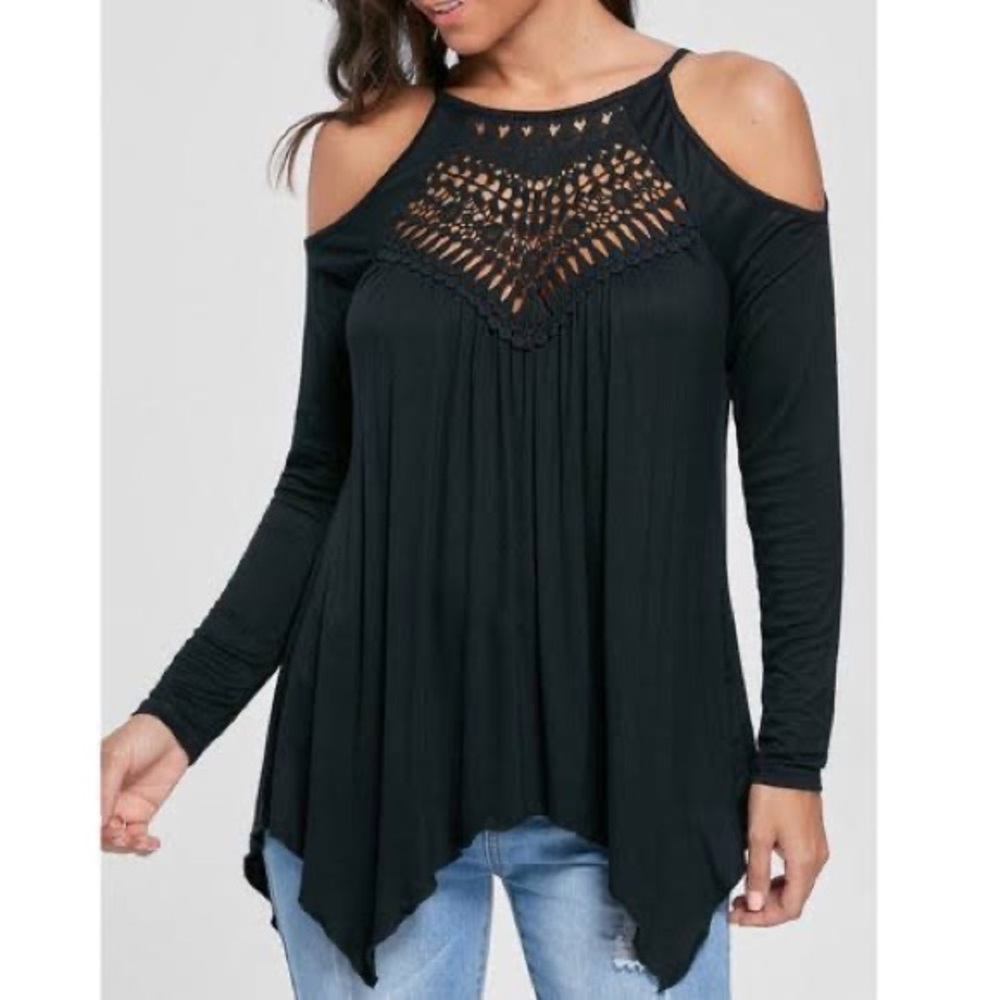 Miholl Cold shoulder Long sleeve loose Blouse
